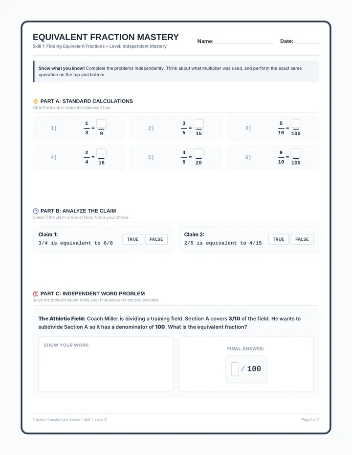 Equivalent Fraction Mastery