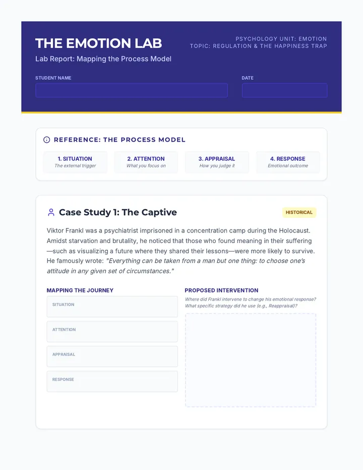 The Emotion Lab Worksheet