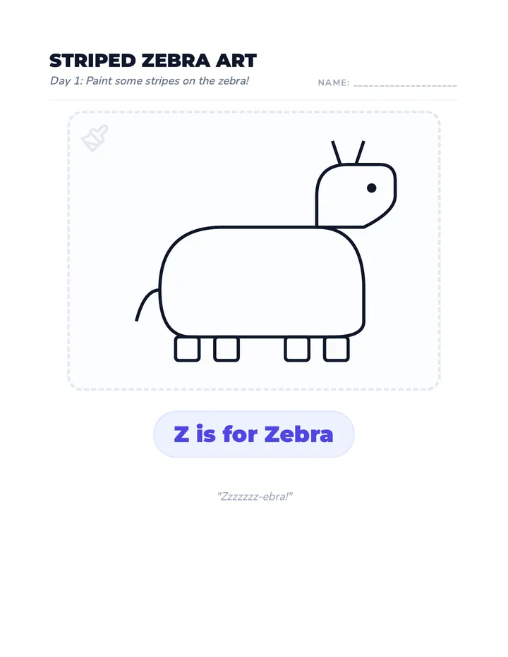 Striped Zebra Art Sheet