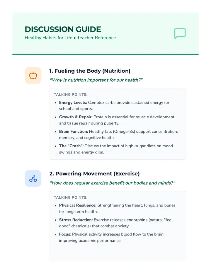Healthy Habits Discussion Guide