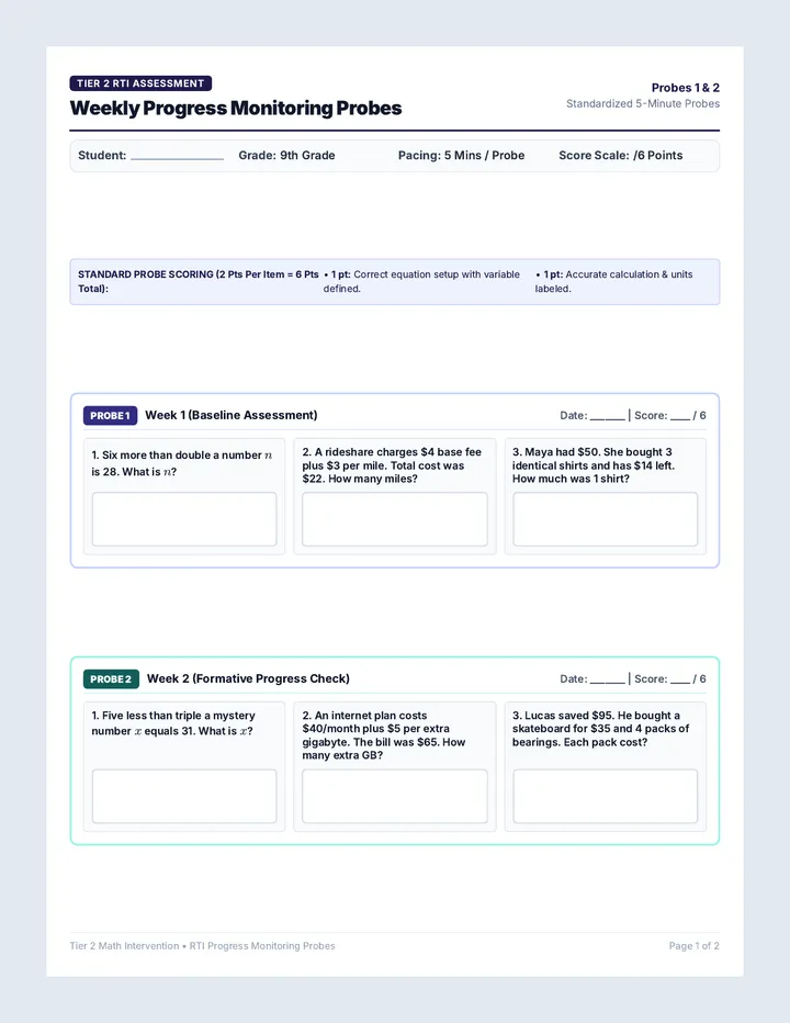 Weekly Word Probes Tracker