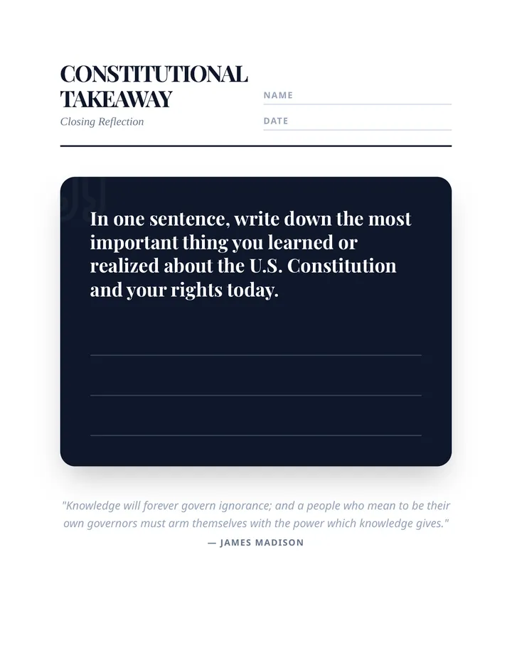 Constitutional Takeaway Exit Ticket