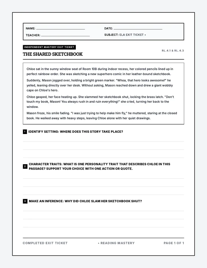 Project Glitch Exit Ticket