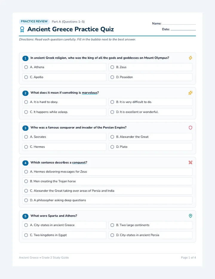 Ancient Greece Practice Quiz