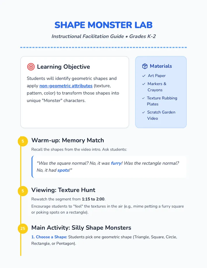 Shape Monster Facilitation Guide