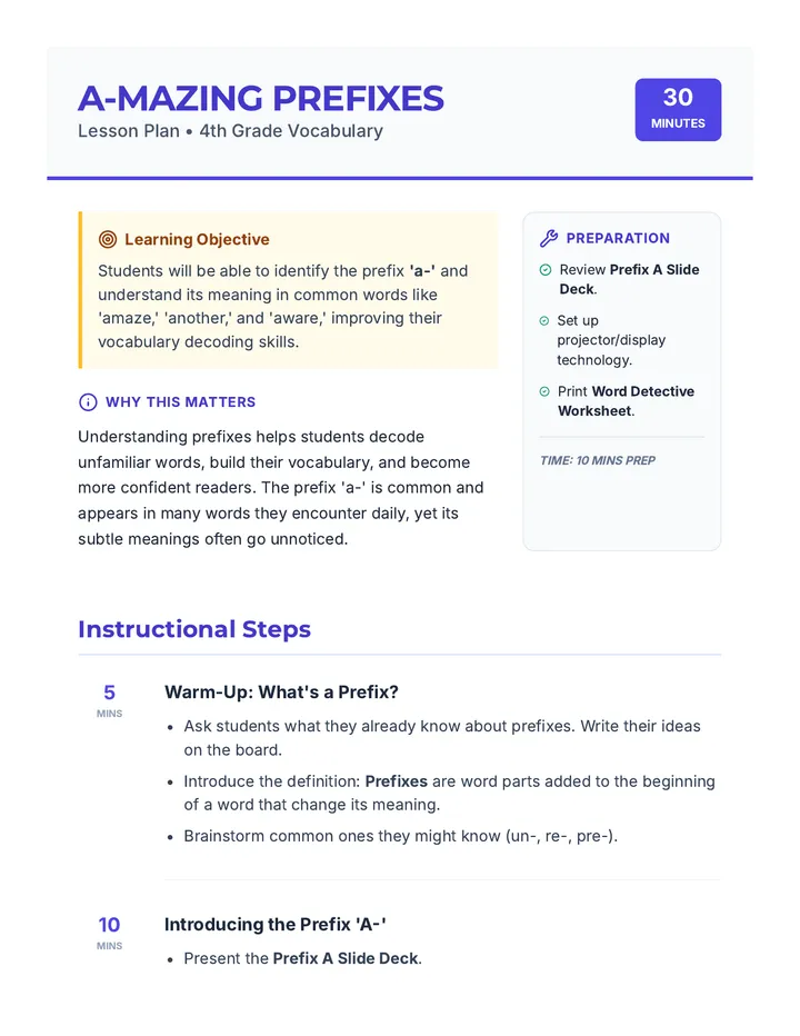 A-mazing Prefixes Lesson Plan