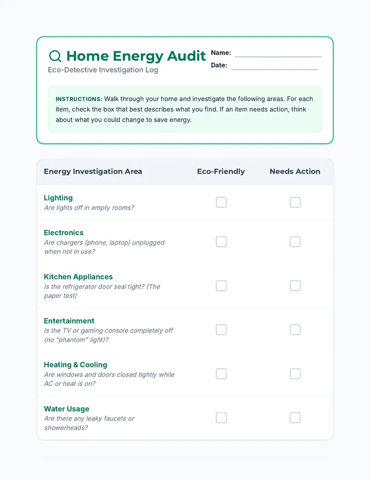 Home Energy Audit Checklist Template