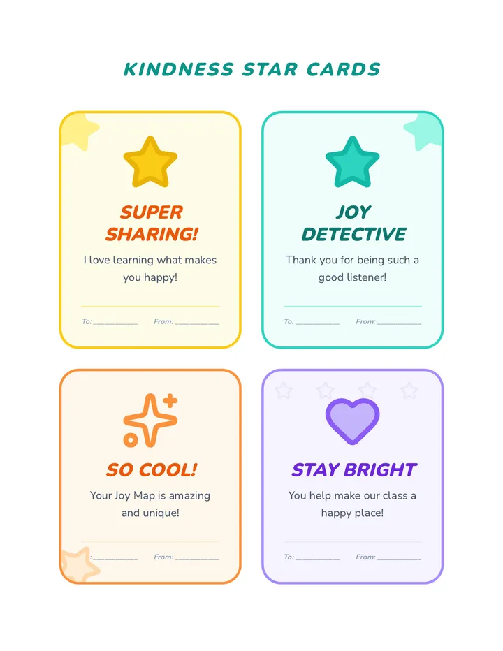 Kindness Star Cards Printable