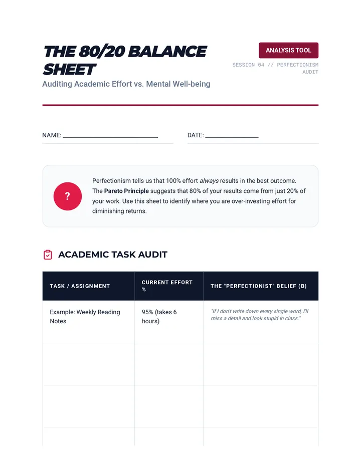 The 80/20 Balance Sheet Worksheet