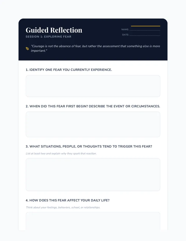 Fear to Freedom Session 1 Reflection Worksheet