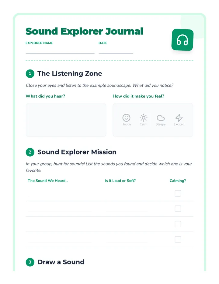 Sound Explorer Journal Worksheet