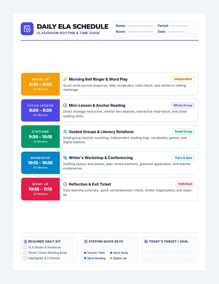 Daily Flow Schedule Handout