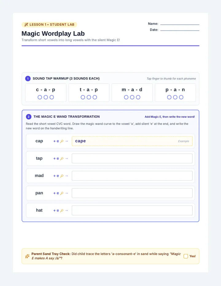 Magic Wordplay Activity Sheet