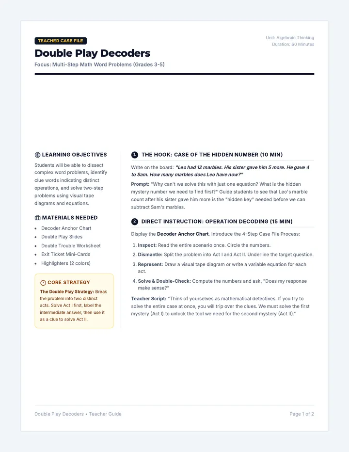 Double Play Teacher Guide
