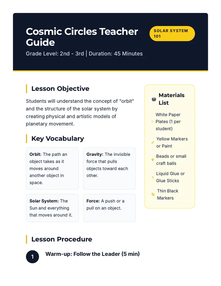 Cosmic Circles Teacher Guide