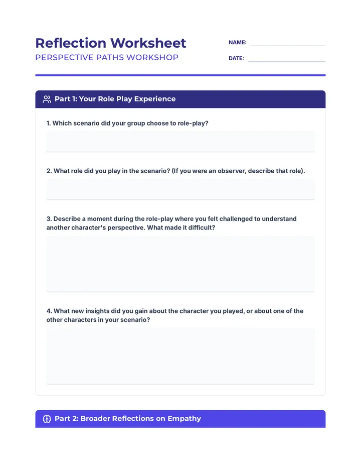 Reflection Worksheet