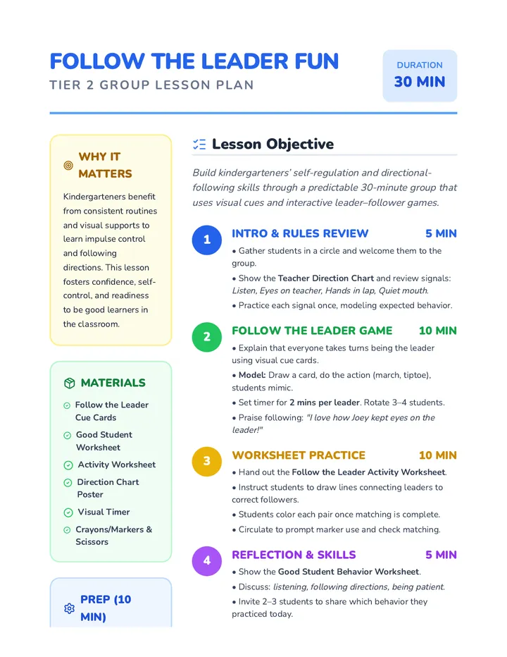 Follow the Leader Lesson Plan