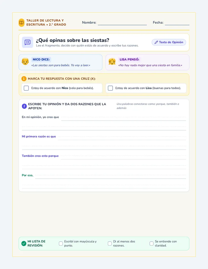 Siesta Sorpresa Hoja de Opinión
