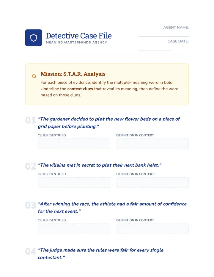 Detective Report Worksheet
