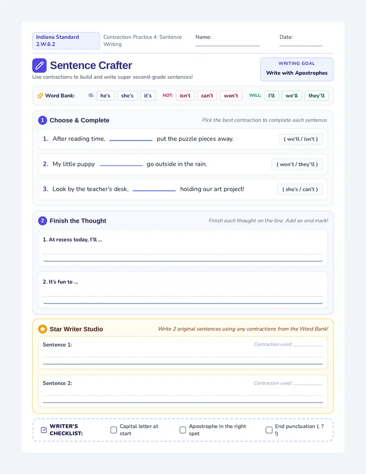 Sentence Crafter Worksheet
