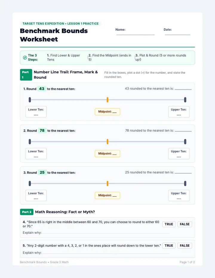 Benchmark Bounds Worksheet