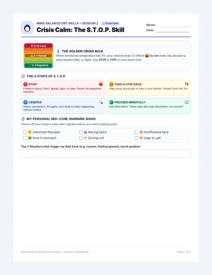 Crisis Calm Student Workbook