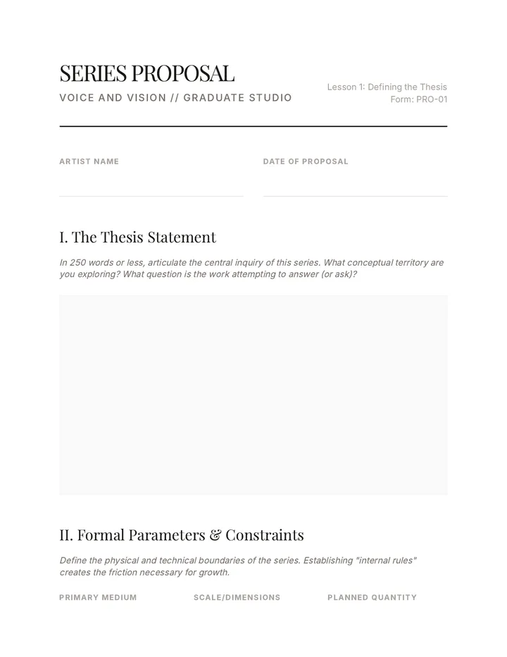 Series Proposal Worksheet