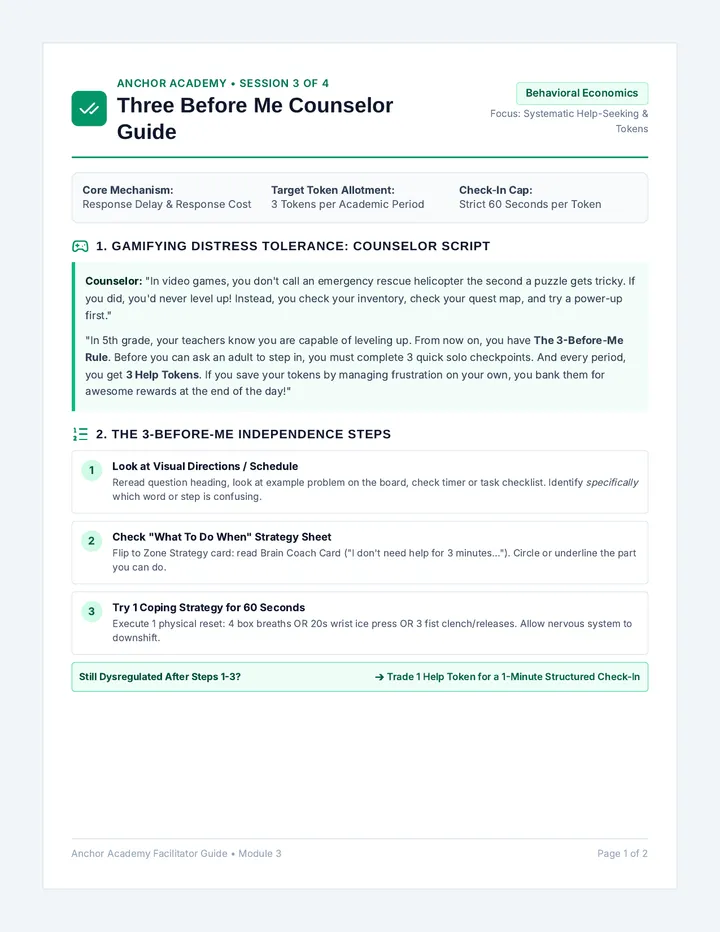 Three Before Me Counselor Guide