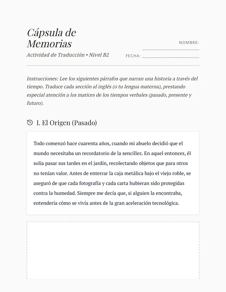 Cápsula de Memorias Traducción