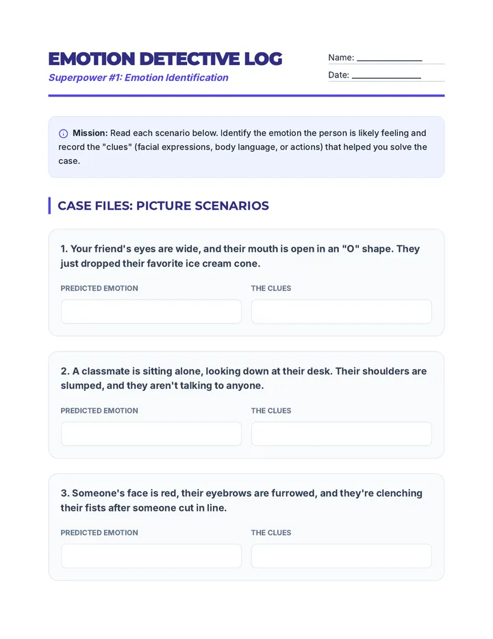 Emotion Detective Worksheet