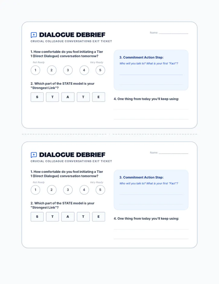Dialogue Debrief Exit Ticket