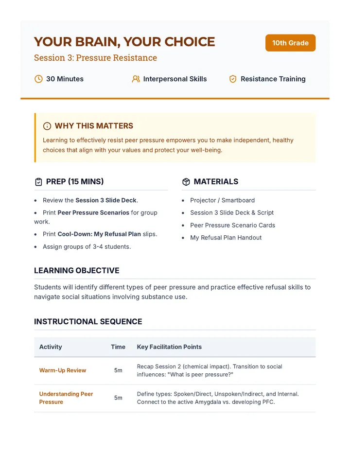 Pressure Resistance Lesson Plan