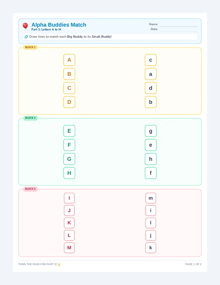 Alpha Buddies Match Sheet