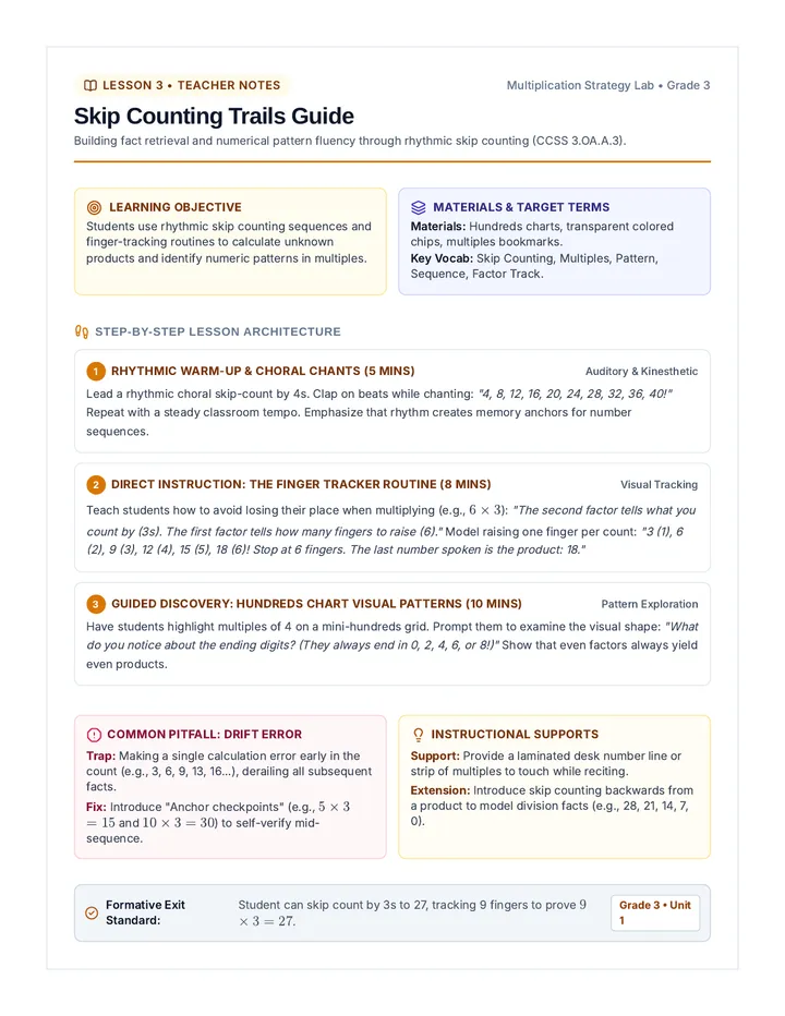 Skip Counting Teacher Guide