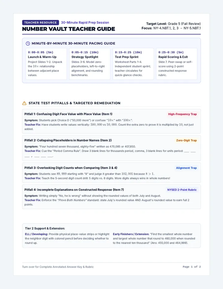 Number Vault Teacher Guide