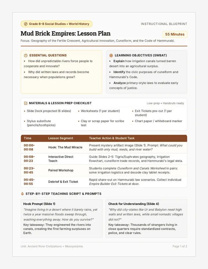 Mud Brick Empires Lesson Plan