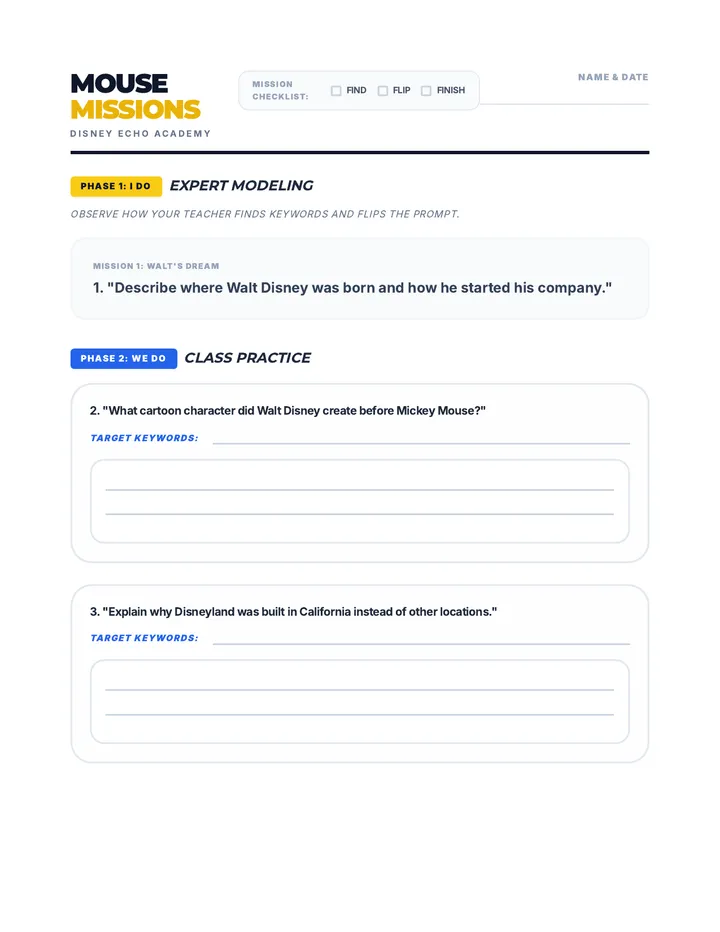 Mouse Missions Worksheet