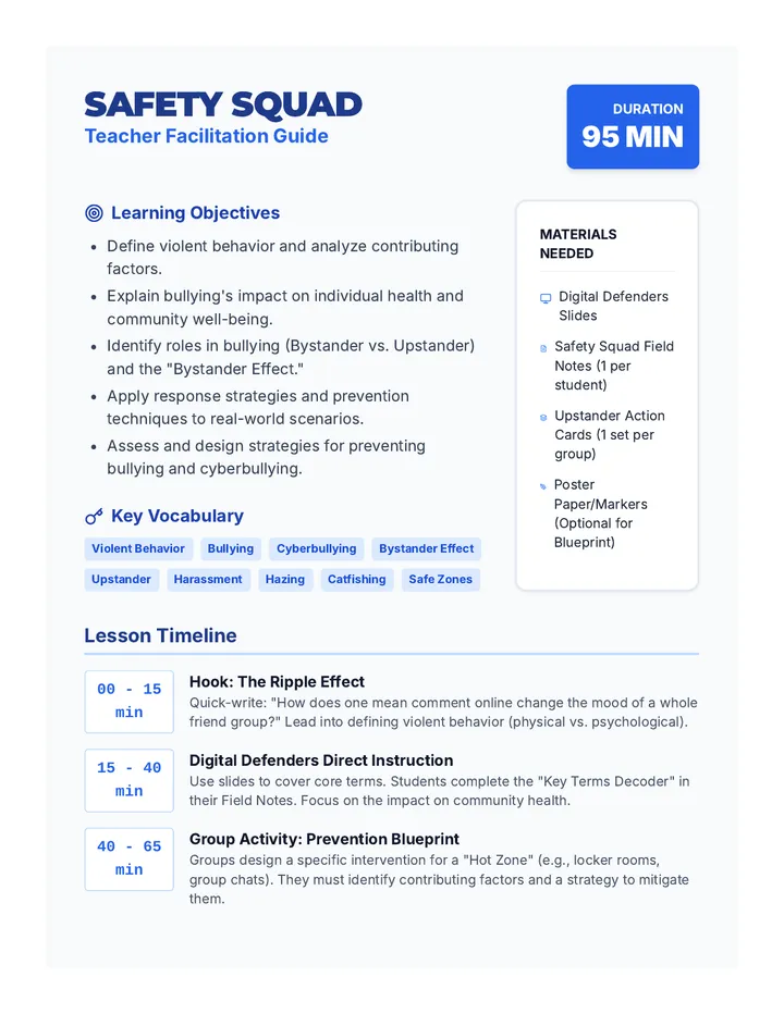 Safety Squad Teacher Guide