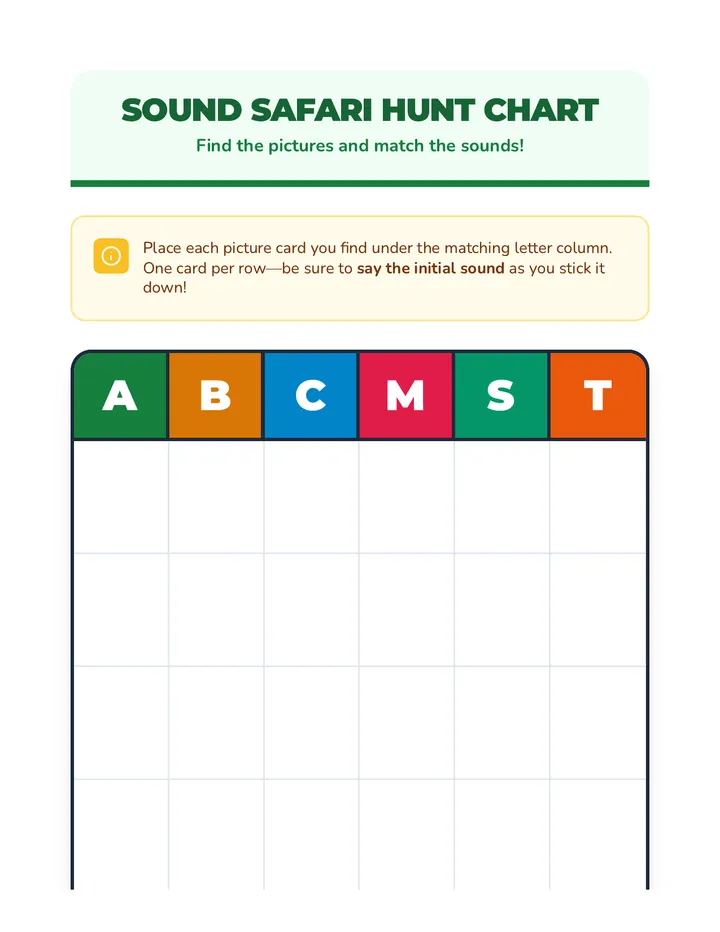 Sound Safari Hunt Chart