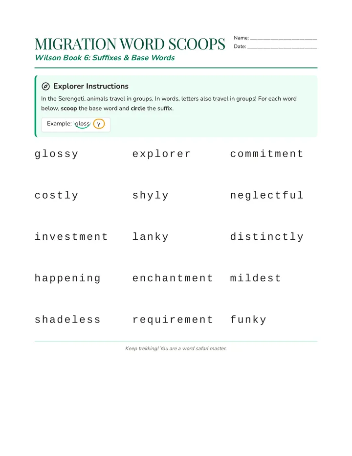 Migration Word Scoops Worksheet