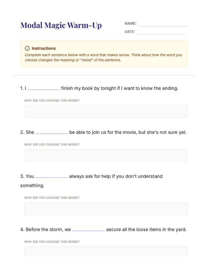 Modal Magic Warm-Up Activity