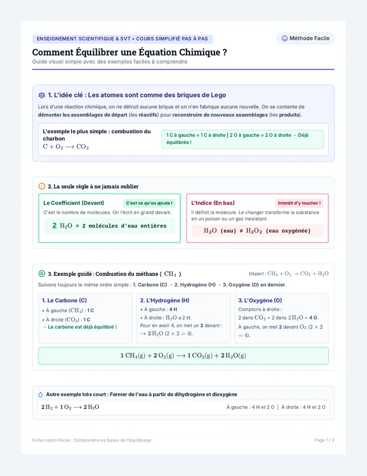 Équations Chimiques Leçon