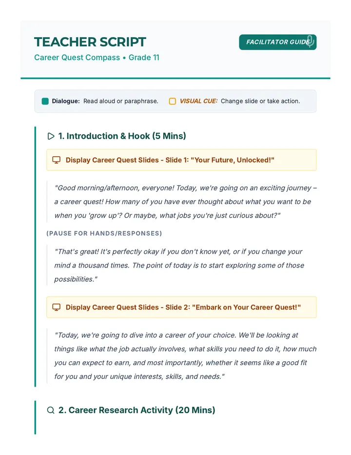 Career Quest Script