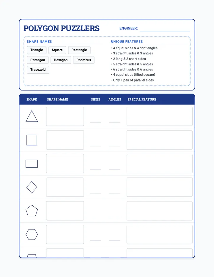 Polygon Puzzlers Worksheet