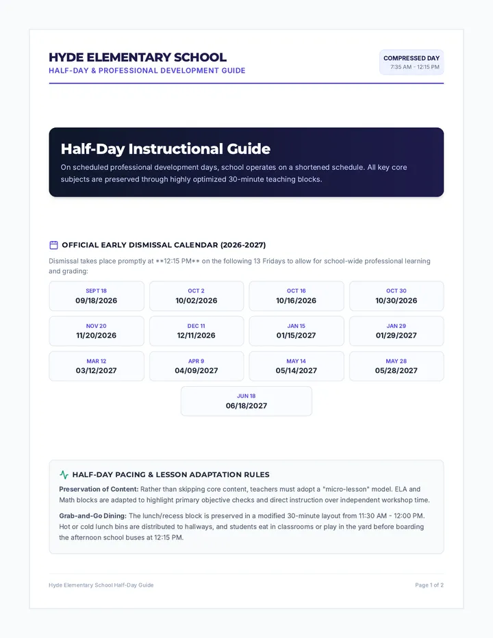 Half-Day Schedule Guide