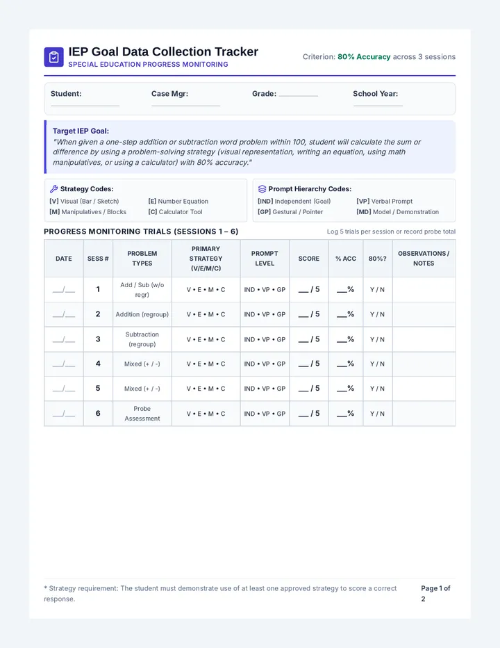 IEP Goal Progress Tracker