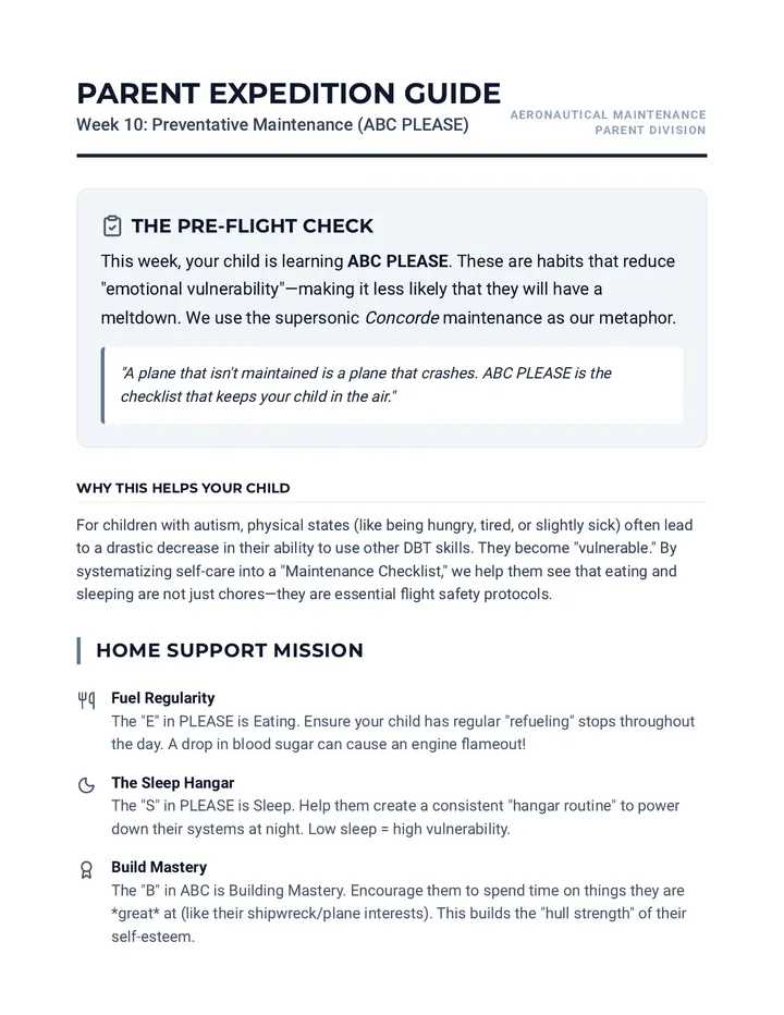 Maintenance Checklist ABC PLEASE Parent Guide