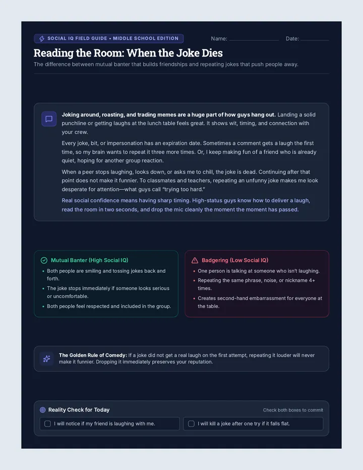 Banter Boundaries Social Story