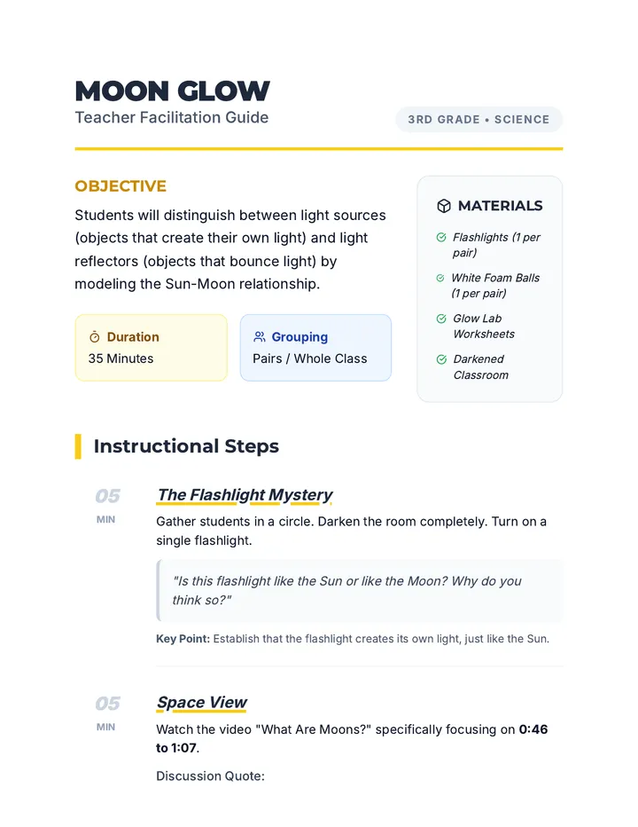 Moon Glow Teacher Guide