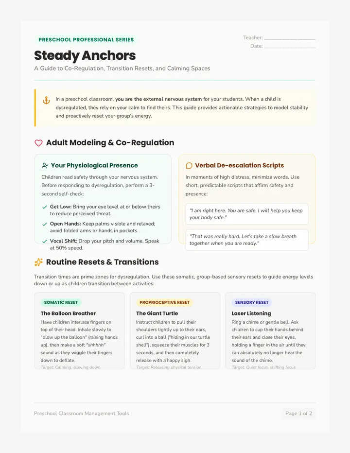 Steady Anchors Handout page 1